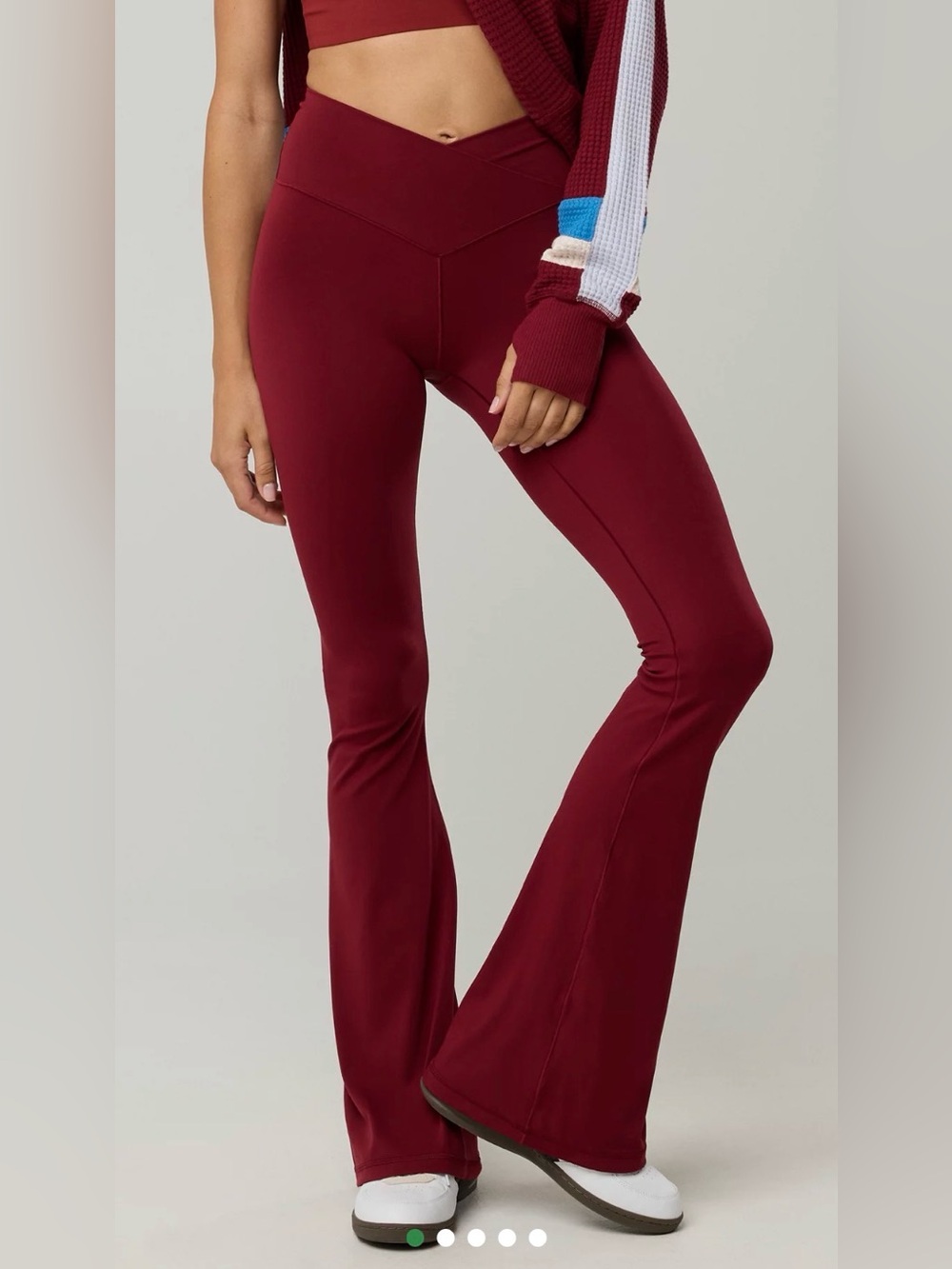 NWOT Offline by Aerie Real Me Crossover Flare Leggings Deep Cherry Sz S